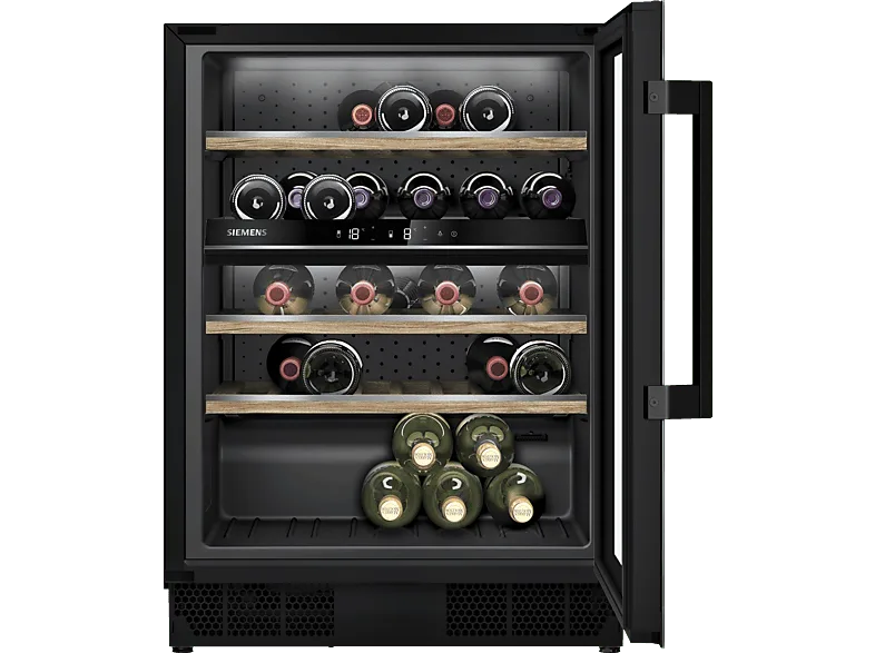 Vinoteca - Siemens KU21WAHG0, 3 glass panels, UV-filter, 44 botellas, 120 l, Negro