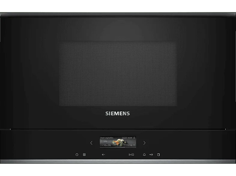 Microondas integrable - Siemens BF722R1B1, SerieIQ700, 1220 W, 5 niveles, Limpieza humidClean, Función cookControl, 21 l, Negro