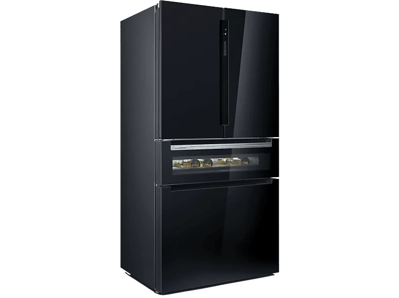 Frigorífico americano - Siemens KF96RSBEA, No Frost, 572 l, 183 cm, Cajón HyperFresh, SuperCongelación y Refrigeración, Negro