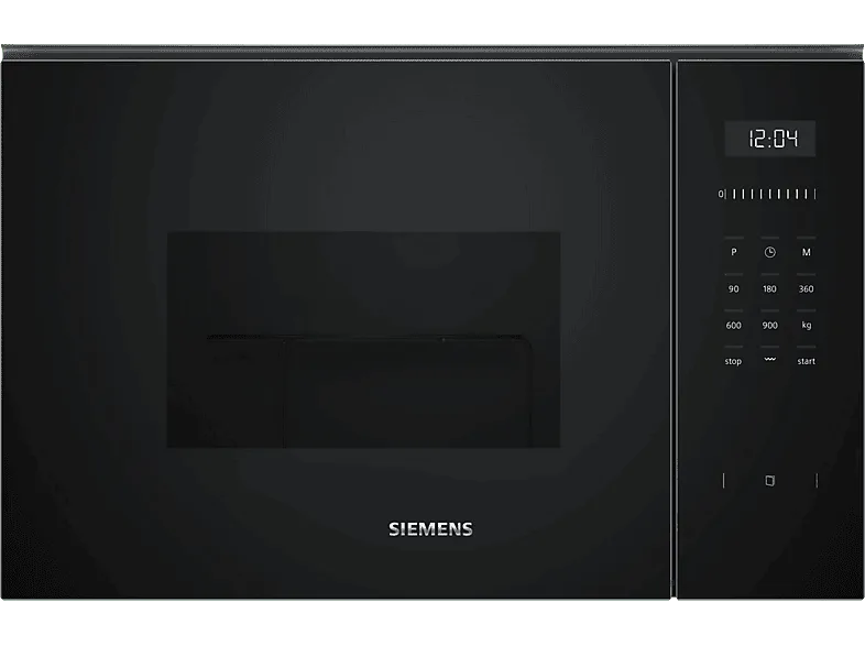Microondas con grill - Siemens BE555LMB1,Serie IQ500, 900 W, 5 niveles, Limpieza HIdrolítica Humid Clean, recetas automáticas CookControl, 25 l, Negro