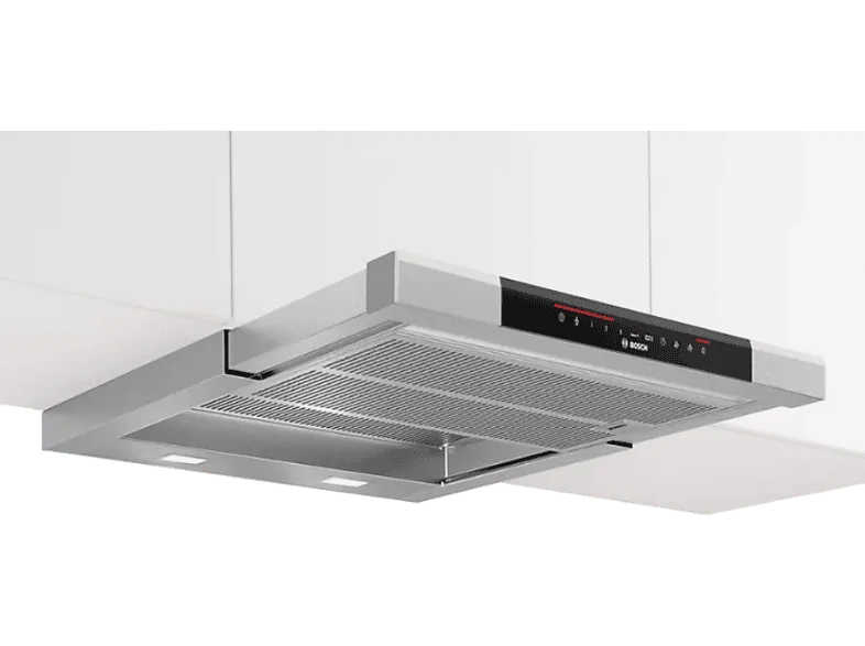 Campana telescópica - Bosch DFS067K51, Telescópica, 5 velocidades, 717 m³/h, Motor EcoSilence, Iluminación Led ,60 cm, Inox