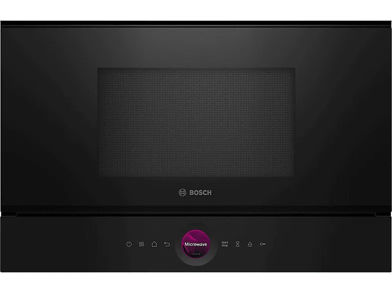 Microondas integrable - Bosch BFL7221B1, Serie 8, 900 W, 5 niveles, Asistente de limpieza con agua, Función Boost, 21 l, Negro