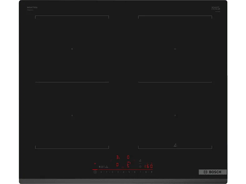 Placa inducción - Bosch PVQ631HC1E, 4 zonas, 30 x 21 cm, 59.2 Negro (imagen 1 de 3)
