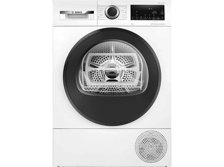 Secadora bomba de calor - Bosch WQG245D0ES, Serie 6, 9 kg, 15 programas, AutoDry, Condensador Autolimpiante, Blanco