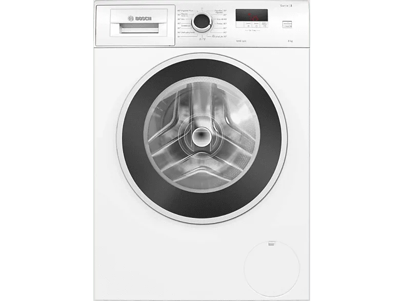 Lavadora carga frontal - Bosch WGE03200ES,Serie 2, 8 kg, 1.200 rpm, 13 programas, Higiene Plus, Motor EcoSilence, Blanco (imagen 1 de 3)