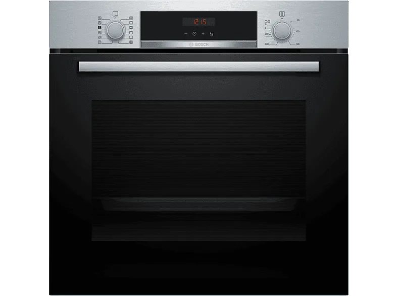 Horno a vapor - Bosch HQA574ES3, Serie 4, Multifunción, Pirolítico y por agua, 71 l, 3D Hot air, HotAir Steam, 60 cm, Inox