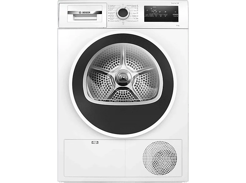 Secadora bomba de calor - Bosch WTR83200ES, Serie 4, 8 kg, 11 programas, AutoDry, Easy Clean, Blanco