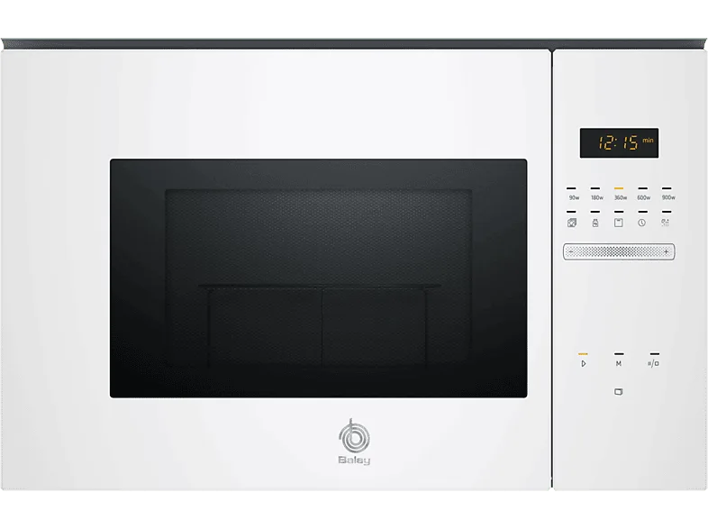 Microondas integrable - Balay 3CG5175B2, Serie cristal, 900 W, 5 niveles, 25 l, Limpieza Hidrolítica, Control deslizante, Blanco