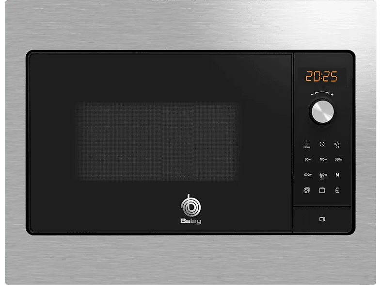 Microondas integrable - Balay 3CG5142X3, 800 W, 5 niveles, 20 l, Negro/Acero inoxidable