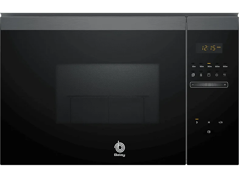 Microondas con grill integrable - Balay 3CG4175G3, 900 W, 5 niveles, 25 l, Limpieza Hidrolítica, Control deslizante, Negro Grafito