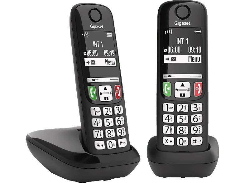 Teléfono - GIGASET E270, Duo, 100 contactos, Bloqueo de números, Compatible con ayudas auditivas, Negro