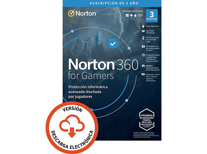 Norton LifeLock 360 for Gamers 50GB, 3 dispositivos (Código de descarga)