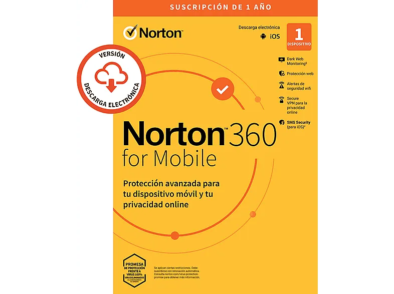 Norton LifeLock 360 for Mobile, 1 dispositivo (Código de descarga)