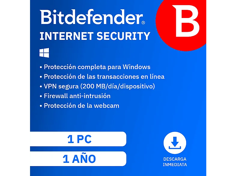 Bitdefender Internet Security, 1 pc, año (Código de descarga)