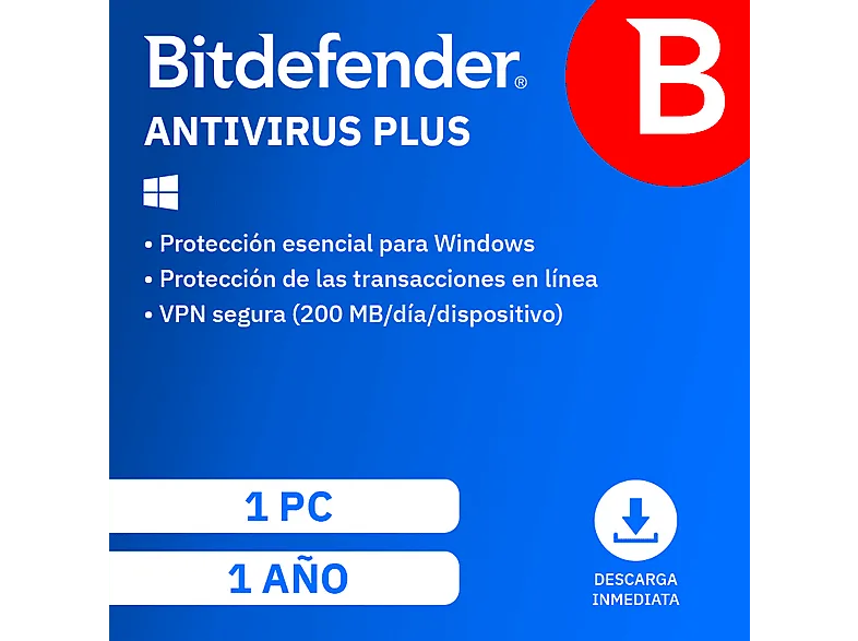 Bitdefender Antivirus Plus, 1 pc, año (Código de descarga)
