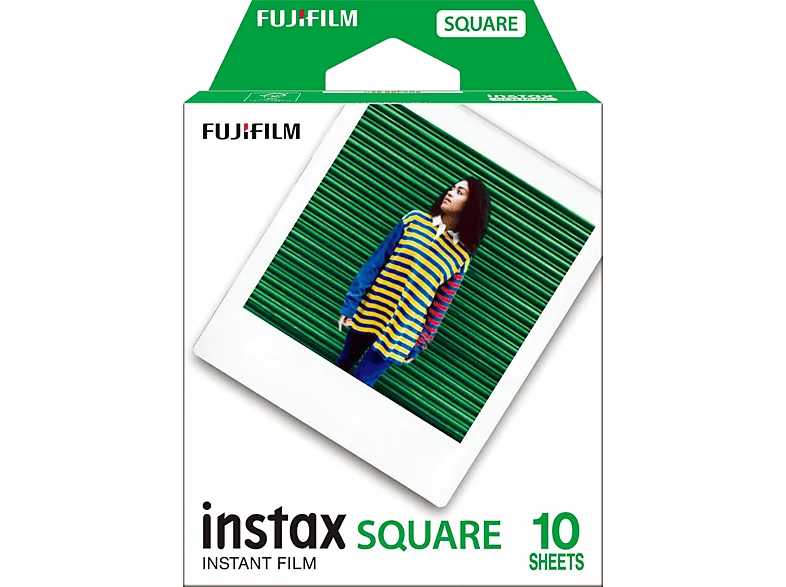 Papel fotográfico - Fujifilm INSTAX Square ISO 800, Con borde blanco, Pack de 10 fotografías