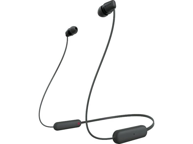 Auriculares inalámbricos - Sony WI-C100B, Micrófono, 25 horas de batería, Asistentes voz, Bluetooth, Negro