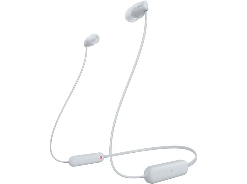 Auriculares inalámbricos - Sony WI-C100, Micrófono, 25 horas de batería, Asistentes voz, Bluetooth, Blanco