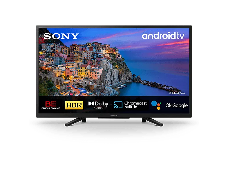 TV LED 32" - Sony 32W800, HDR, Android TV, Smart DVB-T2 (H.265), Procesador Bravia Engine, Asistente de Voz, Negro
