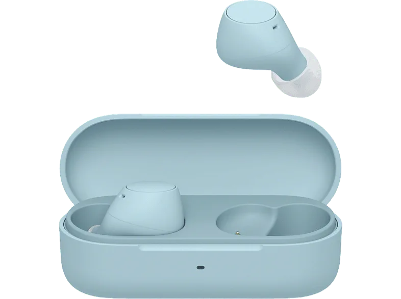 Auriculares True Wireless - Sony WFC510L, Ligeros, Bluetooth, iOS, Android, Multipunto, Sonido ambiente, Spotify Tap, Carga rápida, 22h, IPX4, Azul