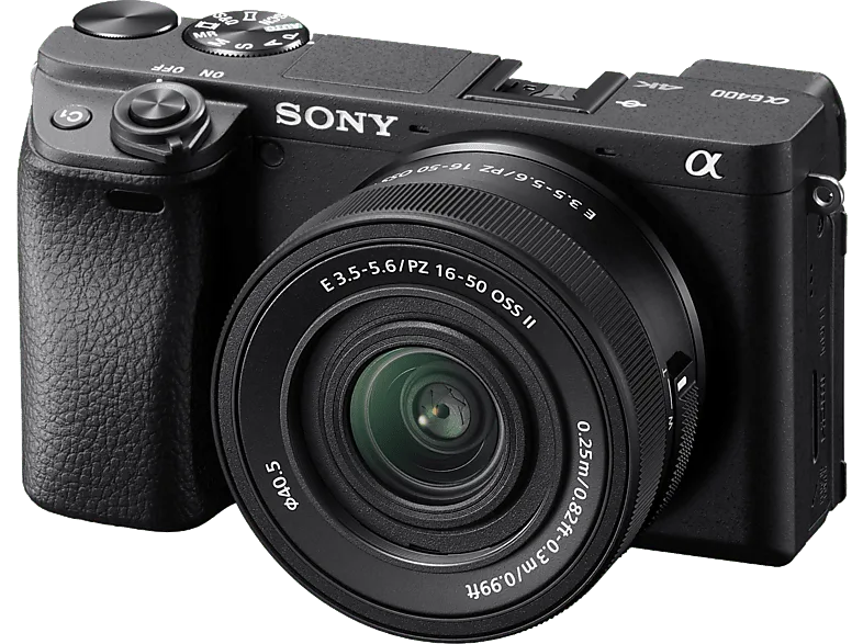 Cámara EVIL - Sony Kit Alpha 6400A (ILCE6400AKB) + Objetivo SELP16502, Con sensor CMOS Exmor APS-C, 24.2 MP, 4K, Bluetooth