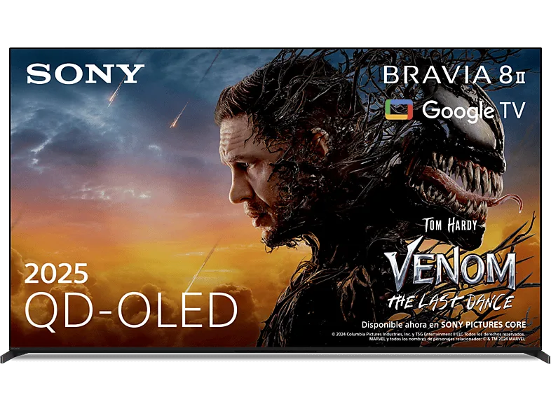 TV QD-OLED 65" - Sony Bravia 8 II, Procesador XR con IA, Smart (Google TV), IMAX, Dolby Atmos/Vision, Chromecast, Airplay, PS5, 120Hz, Eco, 65XR8M2