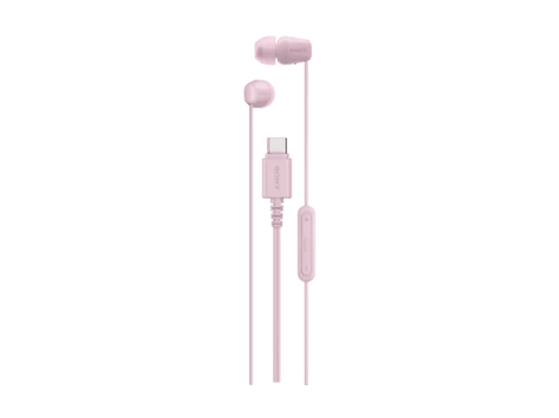 Auriculares de botón - Sony IER‑EX15C, con Micrófono, USB-C, iPhone/Android/Portátil/PC, Ligero, Graves potentes, Ideal para viajar/uso diario, Rosa