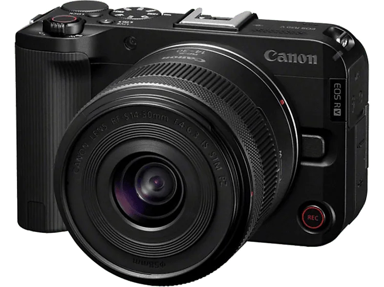 Cámara EVIL - Canon EOS R50 V + RF-S 14-30mm, 24.2 MP, Pantalla táctil LCD TFT color 7.5 cm, Wi-Fi, 4K a 60p, Dual Pixel CMOS Auto Focus, Negro