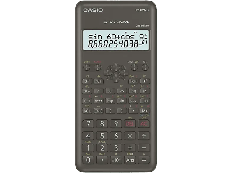 Calculadora científica - Casio FX-82MS-2, S-V.P.A.M., 240 funciones, Editor de datos STAT, Negro