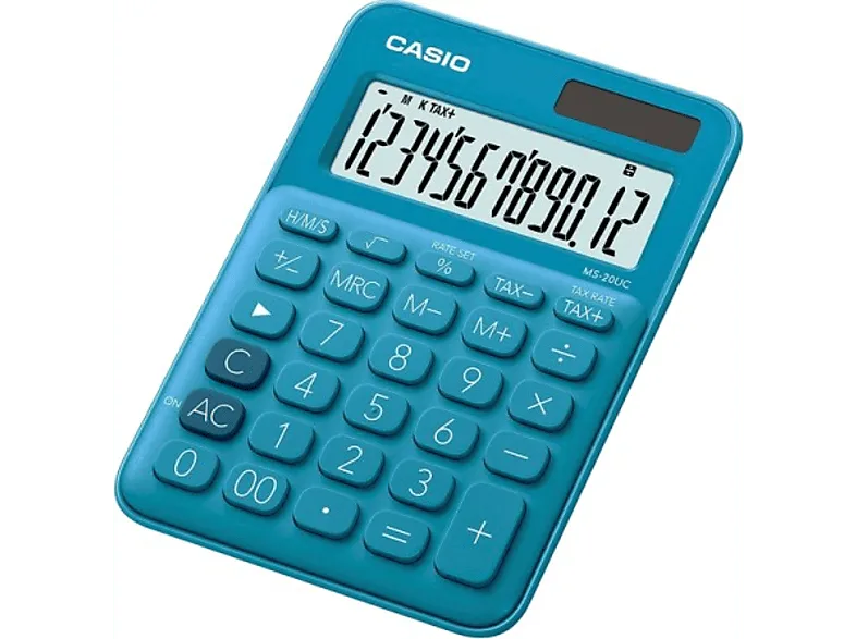 Calculadora - Casio MS-20 UC-BU, Pantalla extra grande, Cálculo de tasas, Azul