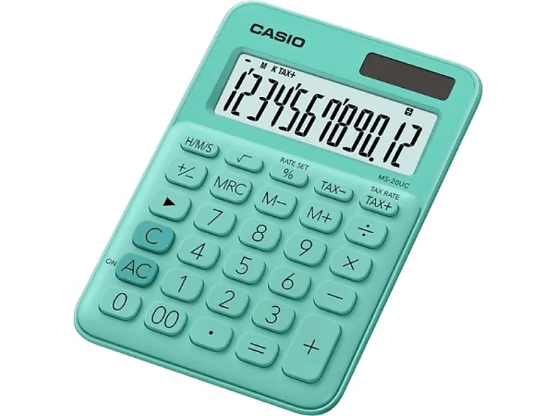 Calculadora - Casio MS-20 UC-GN, Pantalla extra grande, Cálculo de tasas, Verde