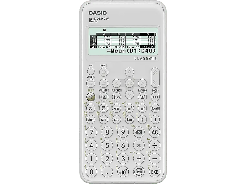 Calculadora científica - Casio FX-570SPCW, Más de 560 funciones, Pantalla alta resolución, 5 idiomas, Blanco
