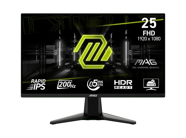 Monitor gaming - MSI MAG 255F E20, 24.5" Full-HD, 200 Hz, 0.5 ms GtG, Rapid IPS, HDR Ready, AMD FreeSync™ Premium, Negro