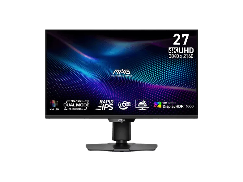 Monitor gaming - MSI MAG 274UPDF E16M, 27 " UHD 4K, 160Hz/320Hz, 0.5 ms, IPS, Mini LED, Altura Ajustable
