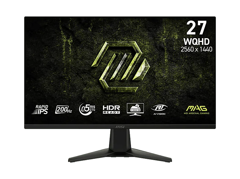 Monitor gaming - MSI MAG 275QF E20, 27" WQHD, 200 Hz, 0.5 ms, IPS, HDR Ready, AMD FreeSync™ Premium, Negro (imagen 1 de 3)