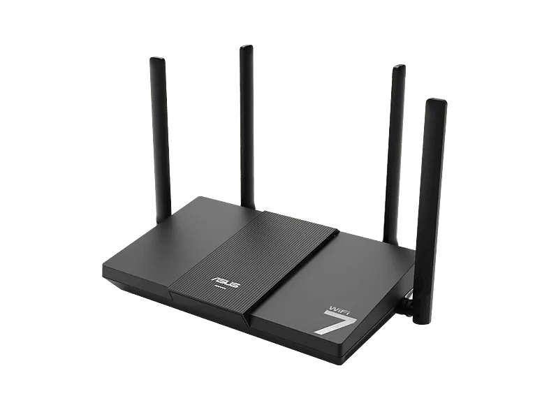 Router - ASUS RT-BE50, 3600 Mbps, Wi-Fi 7, MU-MIMO, 4 Antenas, MLO de doble banda, Negro