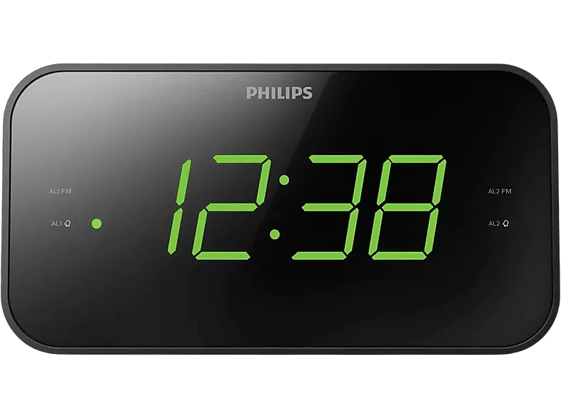 Radio despertador - Philips TAR3306/12, Sintonización digital FM, Alarma dual, Temporizador, Negro