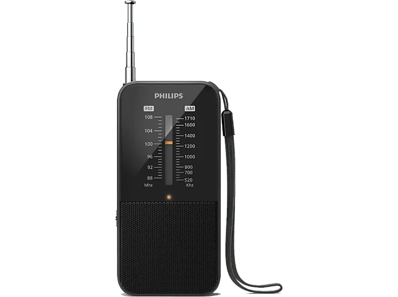 Radio portátil - Philips TAR1509/00, 0.1 W, Pilas AAA, Colgante, FM/AM, Negro