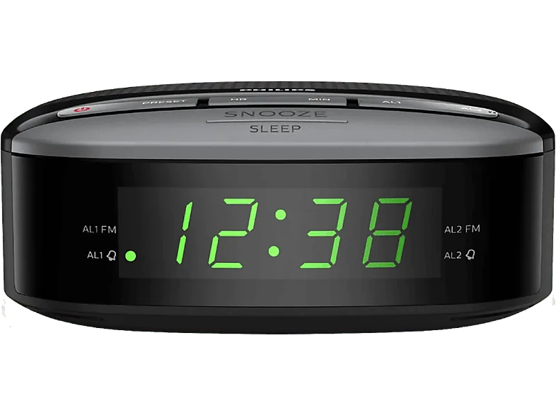 Radio despertador - Philips TAR3305/12, 0.2 W, FM, Pilas, Temporizador, Reloj, Negro