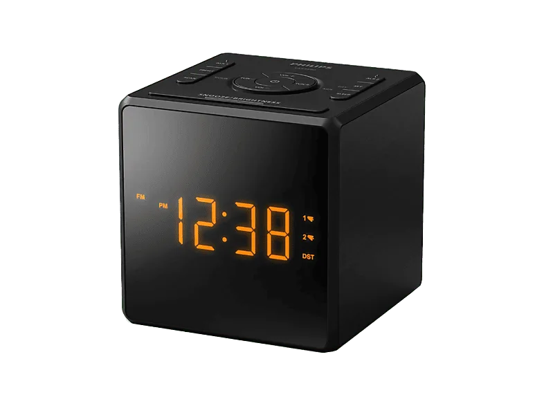 Radio despertador - Philips TAR4500/10, 1.4 W, FM, Temporizador, Pantalla LED Digital, Negro