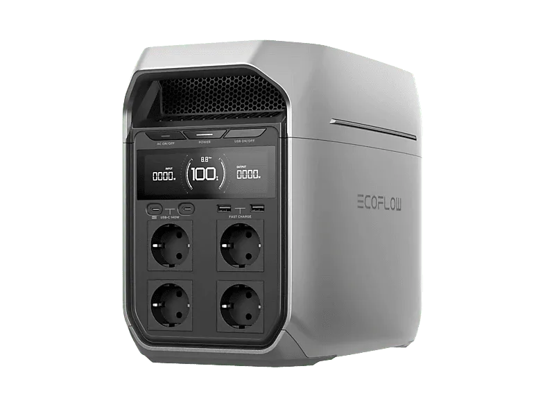 Estación de energía - EcoFlow Delta 3 Plus, 1024 Wh, USB-A, USB-C, DC5521, IP65, Plata