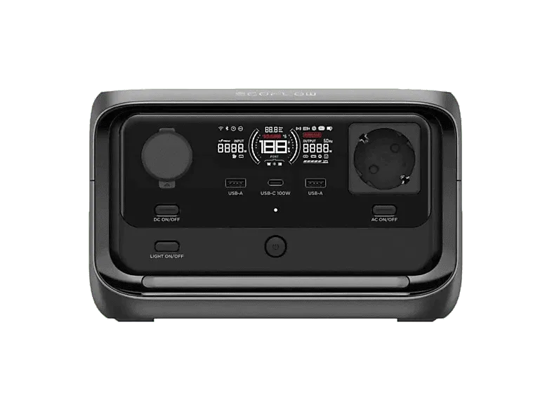 Estación de energía - EcoFlow River 3 Plus EU, Portátil, 286Wh, 600W, Negro