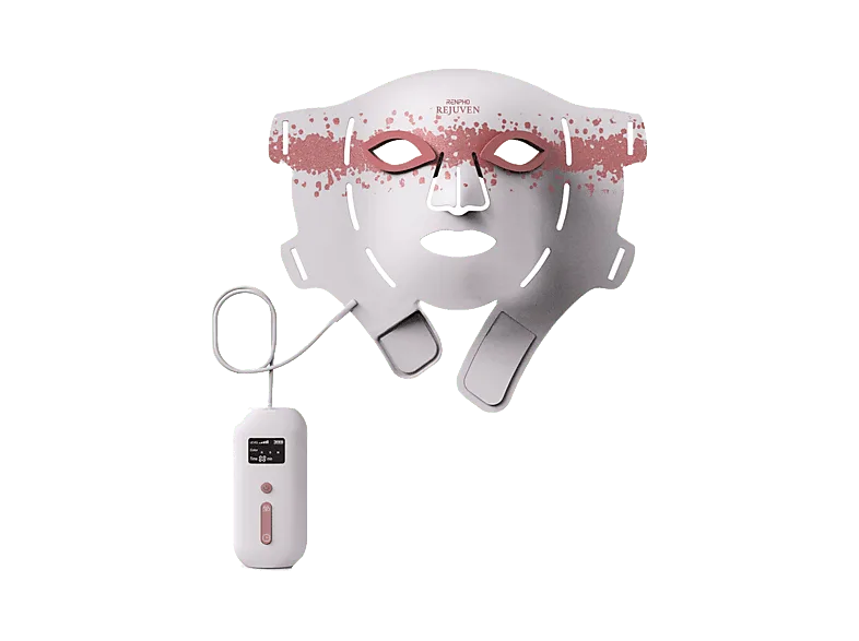 Máscara facial LED - Renpho Artemis, Cara, 3 Longitudes de Onda LED, Aprobada por la FDA, Temporizador, 45 min Autonomía, Blanco