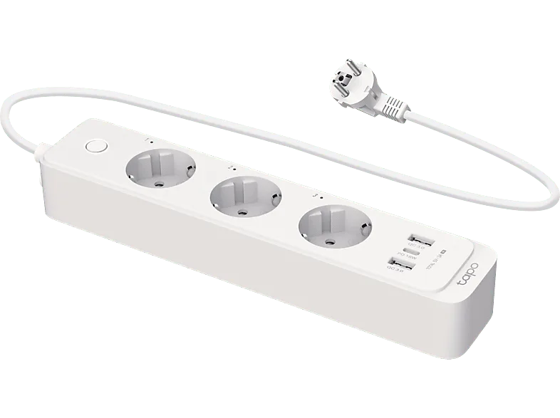 Regleta inteligente - TP-Link Tapo P300 WiFi, 3 Enchufes, USB-C , Carga rápida 18W, Alexa, Google, HomeKit