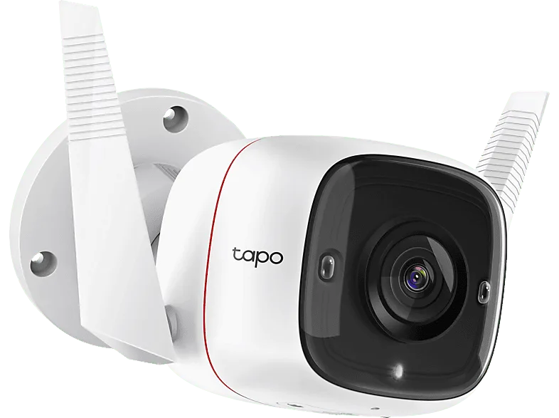 Cámara de vigilancia IP - TP-Link TC65, Exterior IP66, 2K, 3MP, Visión nocturna, WiFi, Alarma, Blanco