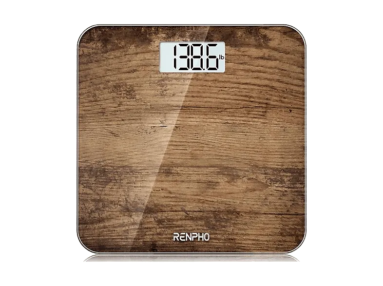 Báscula de baño - Renpho Core 1s, 180 kg, Vidrio templado 5 mm, Pantalla LED, Marrón