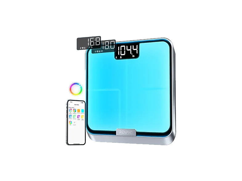 Báscula inteligente - Renpho PEU-R-A017, 160 kg, Pantalla LED Multicolor, Gris