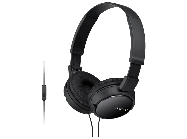 Auriculares - Sony MDR-ZX110AP, Con cable, micrófono, 12 Hz- 22kHz, 98 dB, De diadema, Supra-aural, Negro