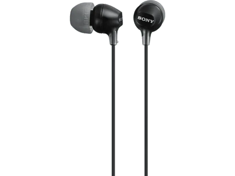 Auriculares de botón - Sony MDR-EX15LPB, 8Hz 22.000Hz, 100dB/mW, Botón, Tapones Silicona, Iman Neodimio, Negro