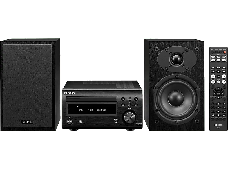 Microcadena - Denon D-M41, 60W, CD,Control de tono, Bluetooth, Negro